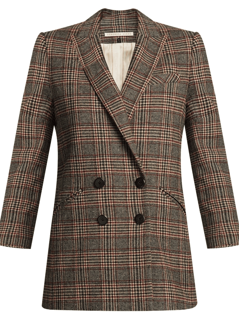 Veronica Beard Oria Houndstooth Plaid Wool Dickey Jacket Blazer Size 8 - Picture 3 of 14